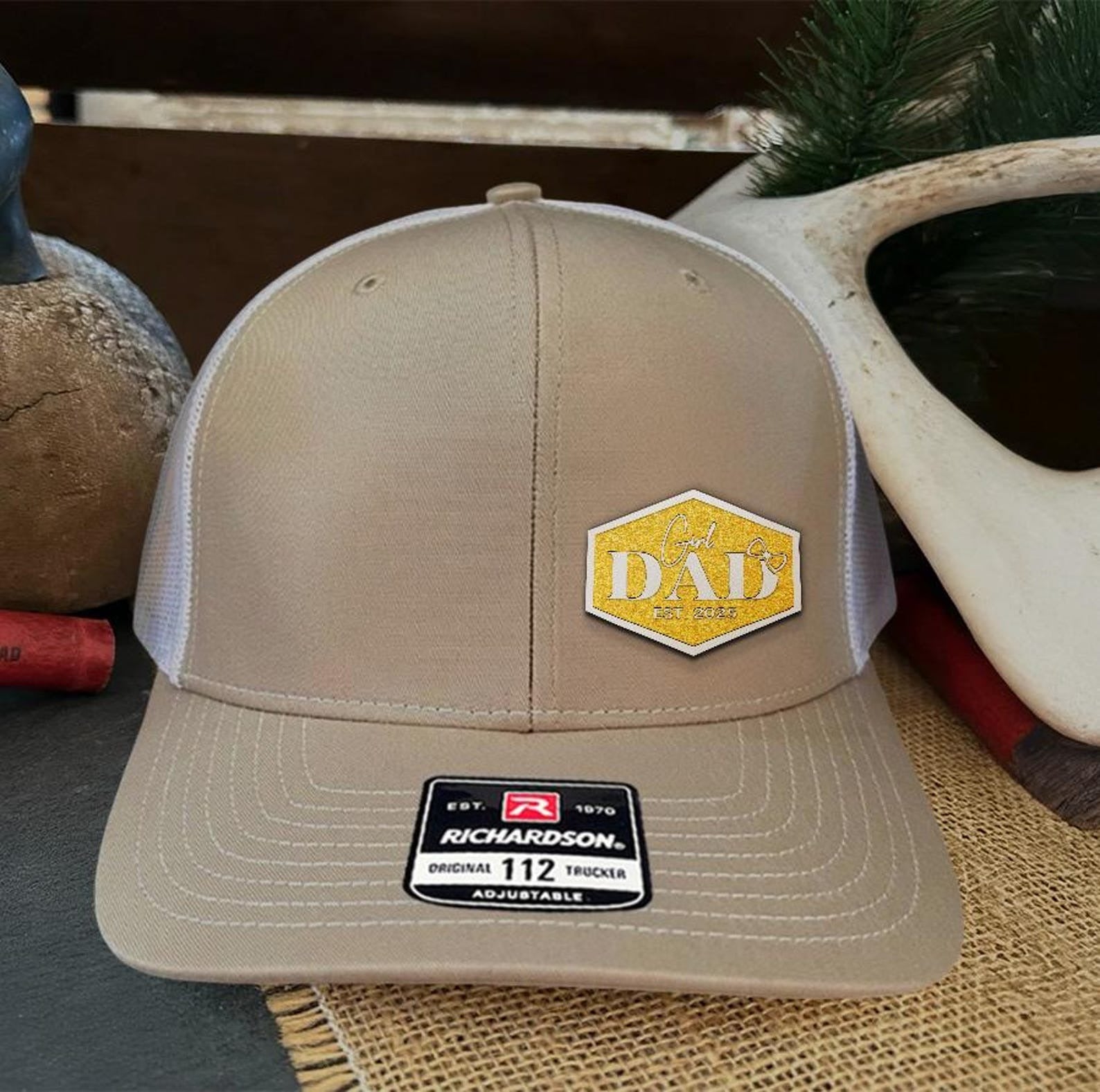 Girl Dad Leather Patch Hat, New Dad Gift, First Father’s Day Hat, Custom Trucker Hat, Baby Girl Announcement Gift – Est. Year Cap
