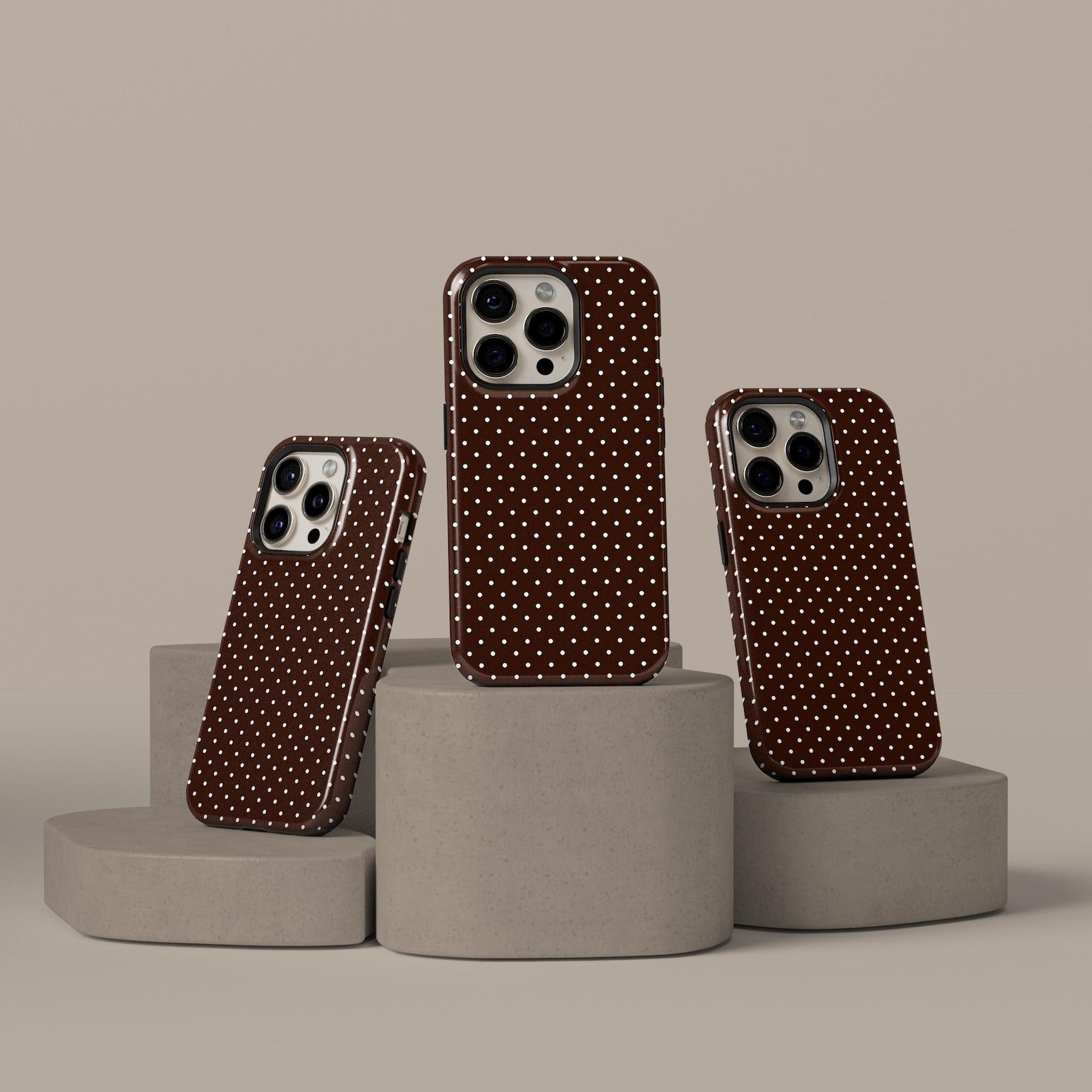 Brown Polka Dot Phone Case, Soft Girl Cute Design, Y2K Style, Fall Autumn Aesthetic, iPhone 17 16 15 14 13 12 11 Pro Max, Samsung S25 S24