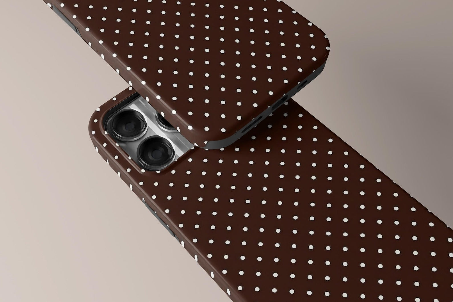 Brown Polka Dot Phone Case, Soft Girl Cute Design, Y2K Style, Fall Autumn Aesthetic, iPhone 17 16 15 14 13 12 11 Pro Max, Samsung S25 S24