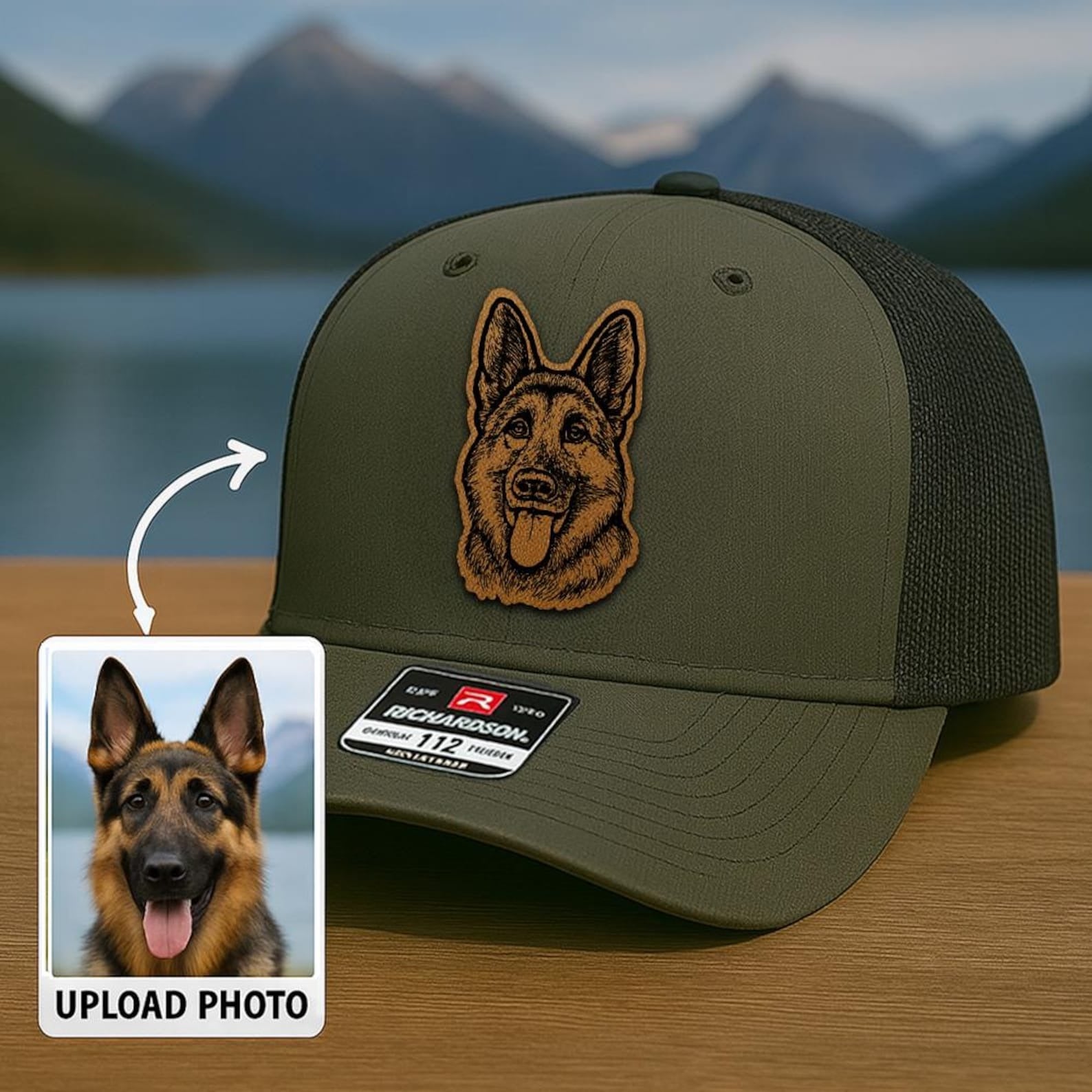 Custom Pet Photo Trucker Hat, Personalized Leather Patch Hat, Dog Owner Gift, Personalized Dog Mom & Cat Dad Cap, New Dog Memorial Gift
