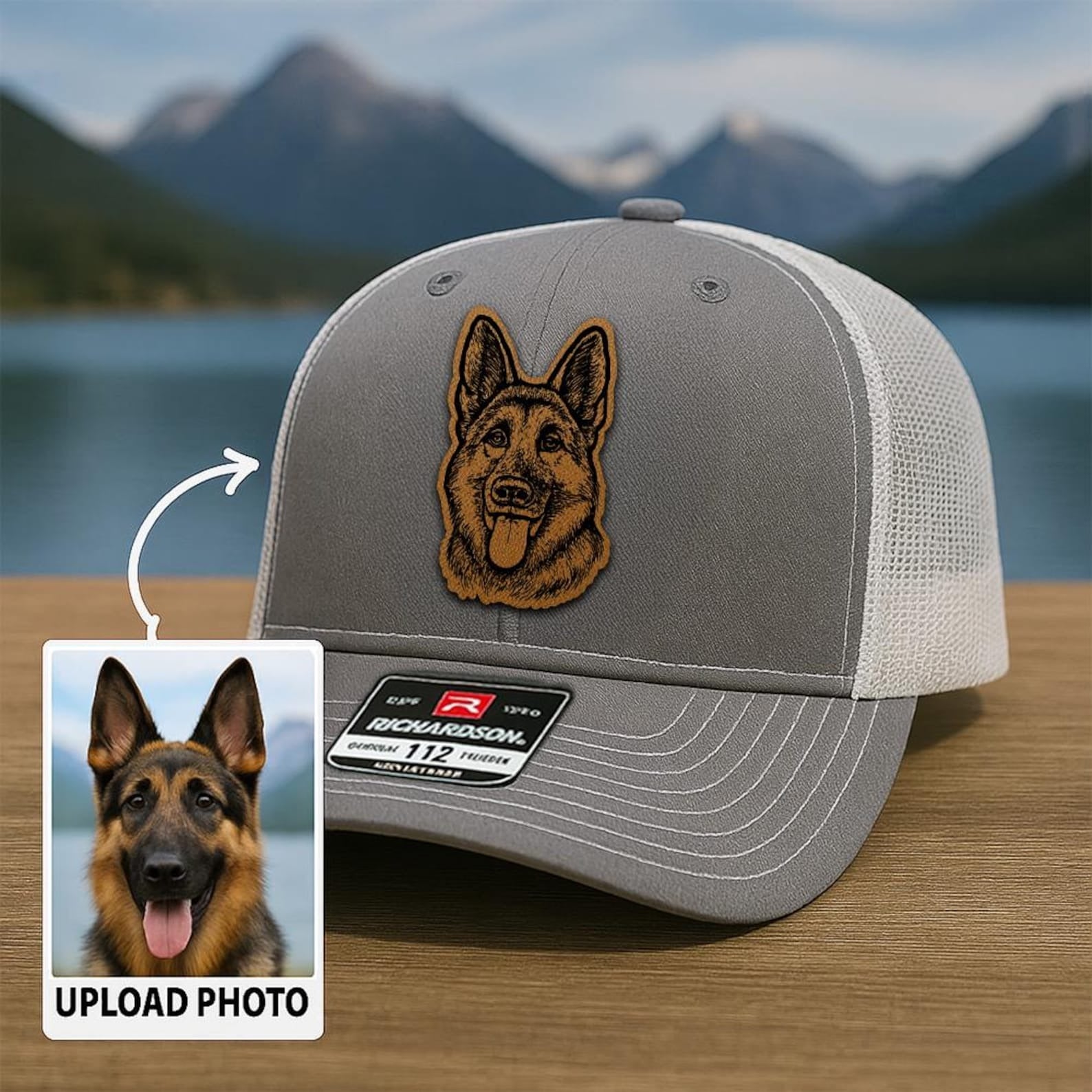 Custom Pet Photo Trucker Hat, Personalized Leather Patch Hat, Dog Owner Gift, Personalized Dog Mom & Cat Dad Cap, New Dog Memorial Gift