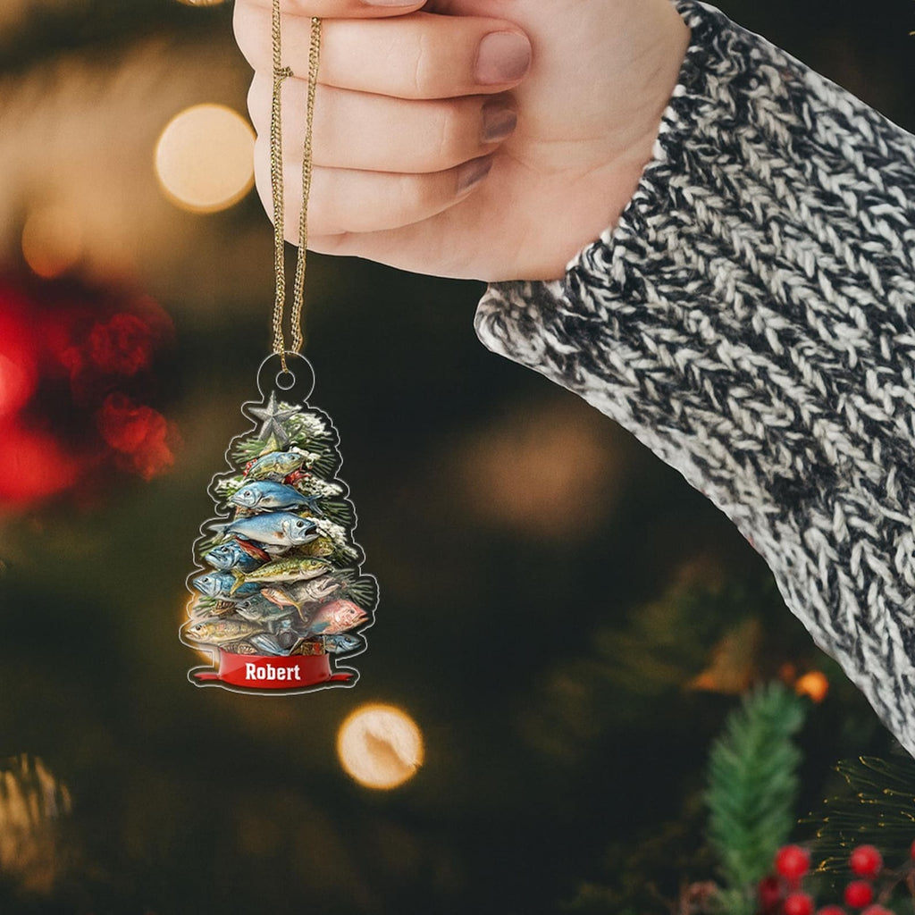 Personalized Fishing Waves Fisherman Acrylic Ornament – Custom Angler Gift, Outdoor Holiday Keepsake, Fishing Lover Christmas Decoration
